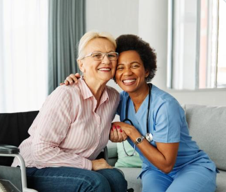 Caregiver with patient
